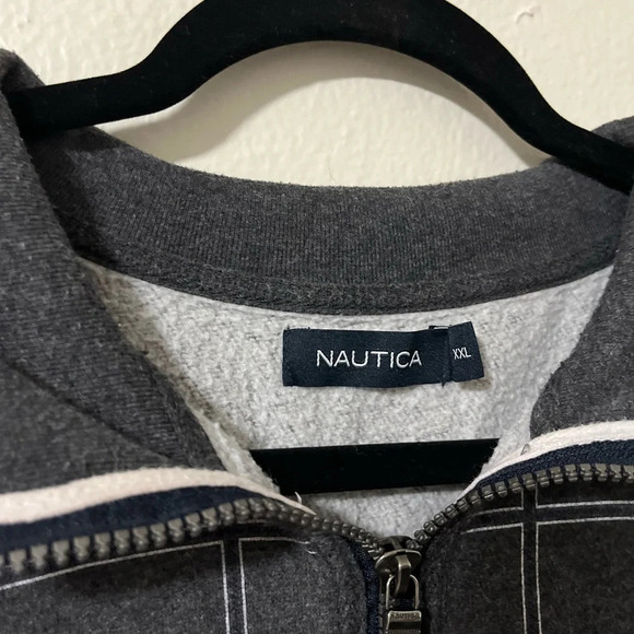 Nautica quarterzip pullover thick lines grey plaid classic men’s size xxl - Picture 3 of 4